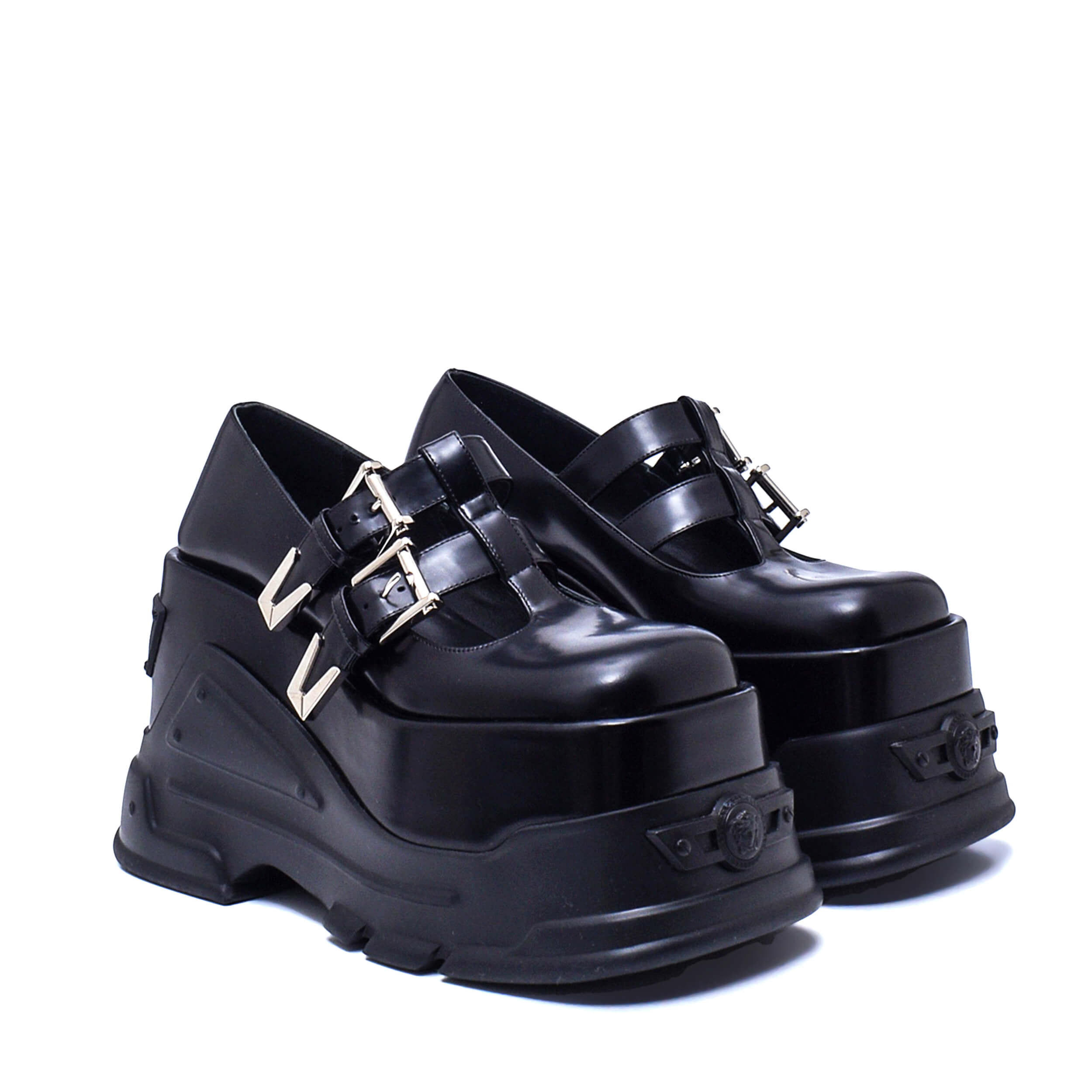 Versace - Black Leather Medusa Anthem Platform Mary Jane Pumps / 38